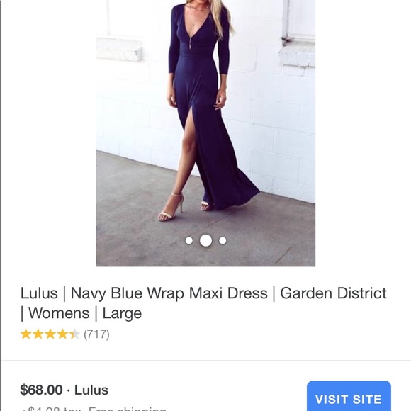 Lulus navy blue wrap dress garden district - Picture 2 of 3